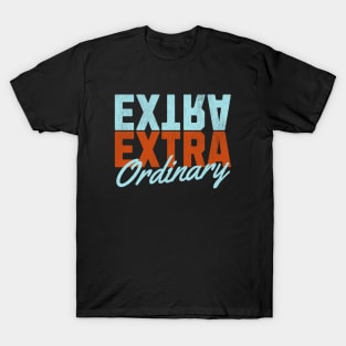 ExtraOrdinary - Orange and Light Blue Text T-Shirt